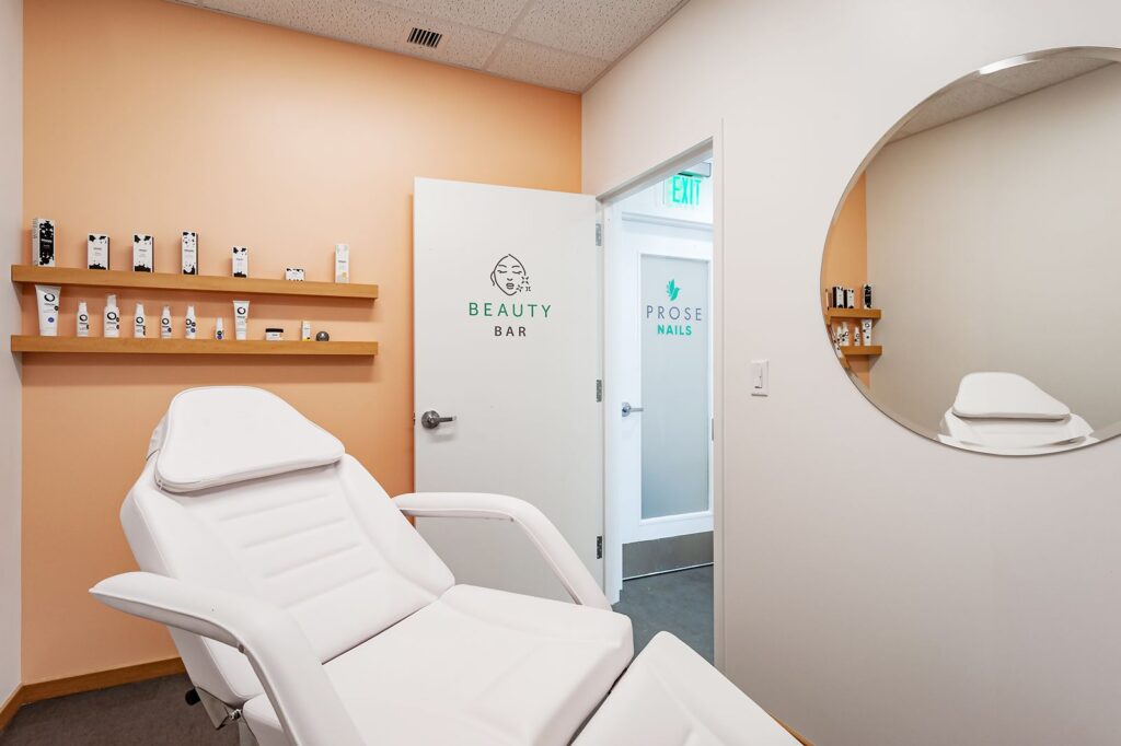 Bright pedicure space with contemporary wellness studio design.