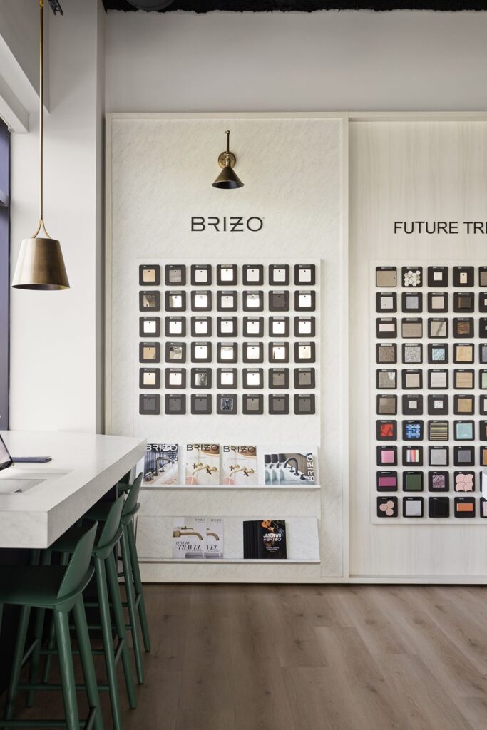 Modern workspace area with technology stations and creative design resource setup.