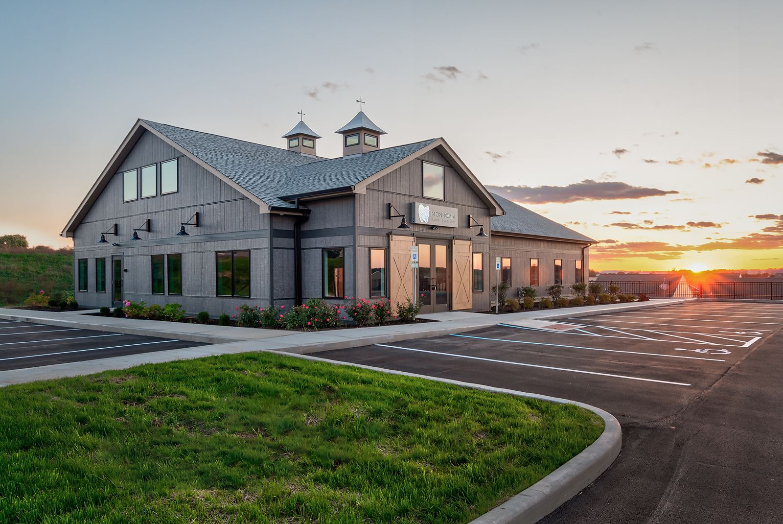 Modern dental office design in Indianapolis showcasing Monrovia Family Dentistry’s new ground-up construction.