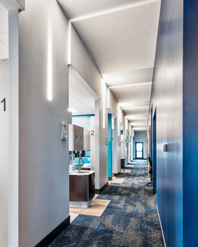 Dental clinic interior design and architecture planning by medical office architects Indiana.