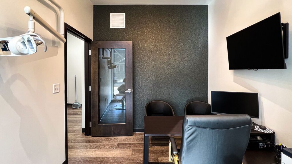 Private consultation and seating area showcasing commercial interior design Indianapolis elegance.